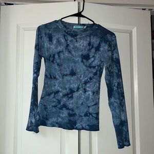 Women's Blue Tie-Dye Long Sleeve Top